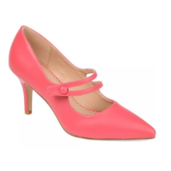 Journee Collection Pumps, Mary Jane Style | Make Coral Pink Your POP of color - Picture 1 of 11